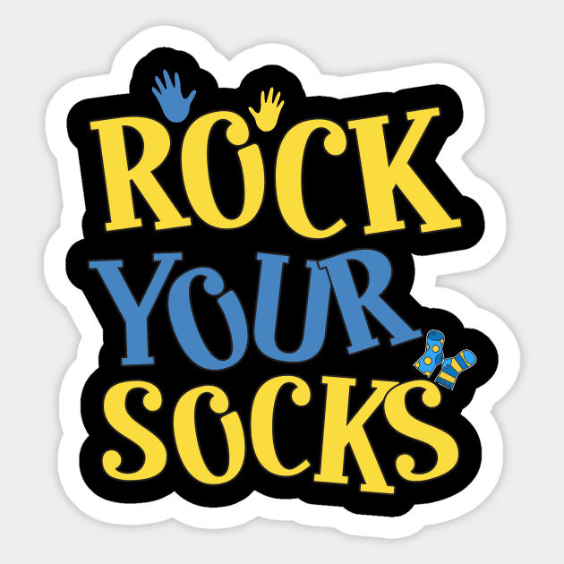 Cooler World Down Syndrome Day, Rock Your Socks Groovy Sticker by KRMOSH